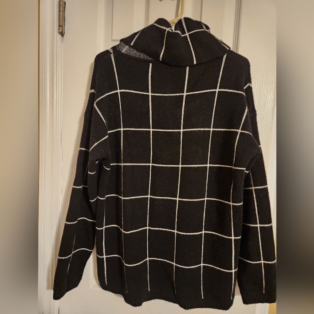 Black Cowl Neck with white stripes sweater